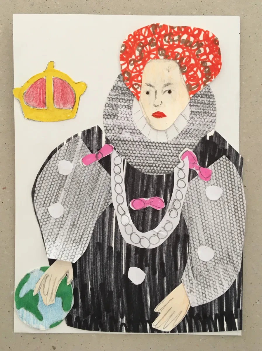 A collage image of Queen Elizabeth the first.