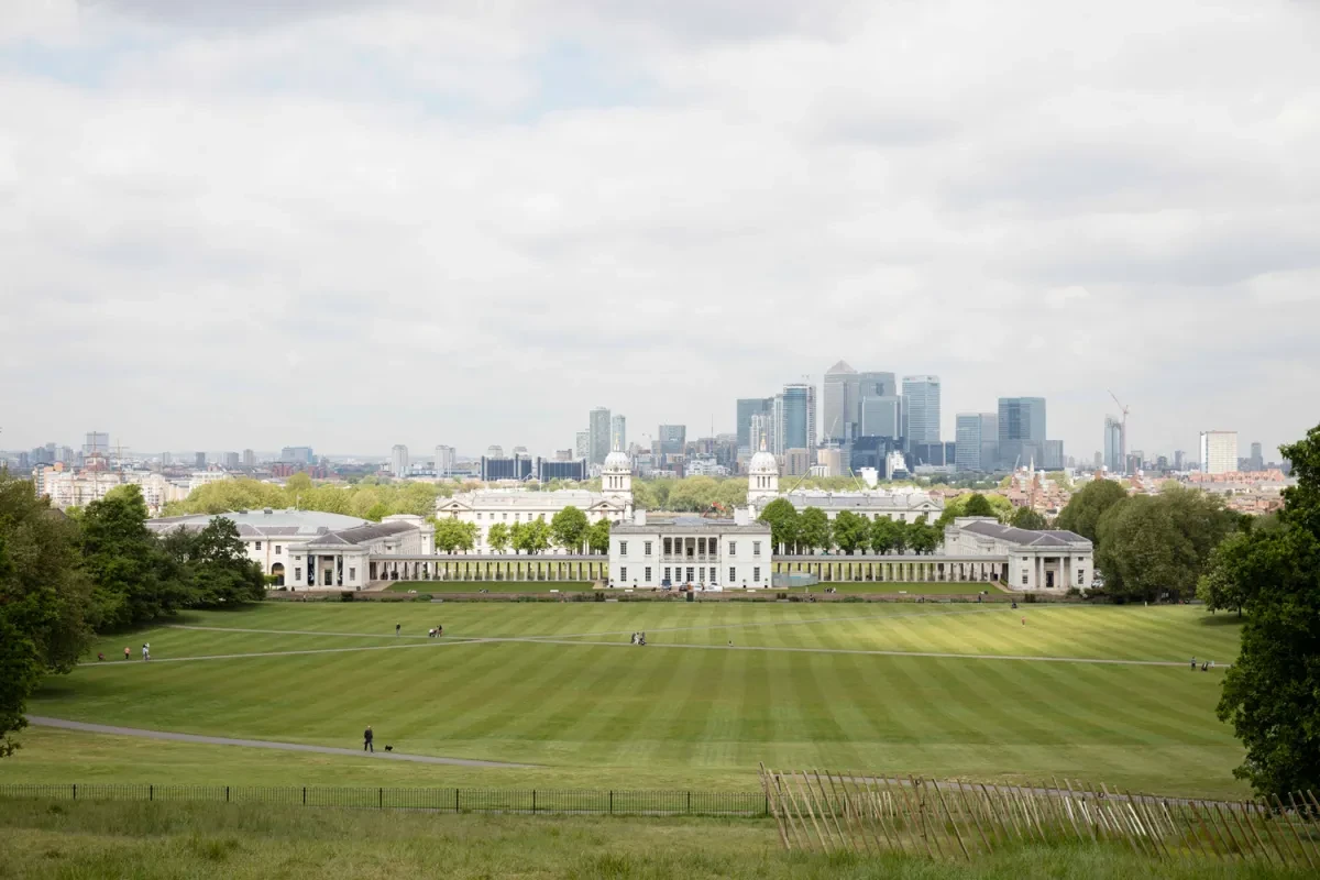 The Queen's House and National Maritime Museum viewed from Greenwich Park.