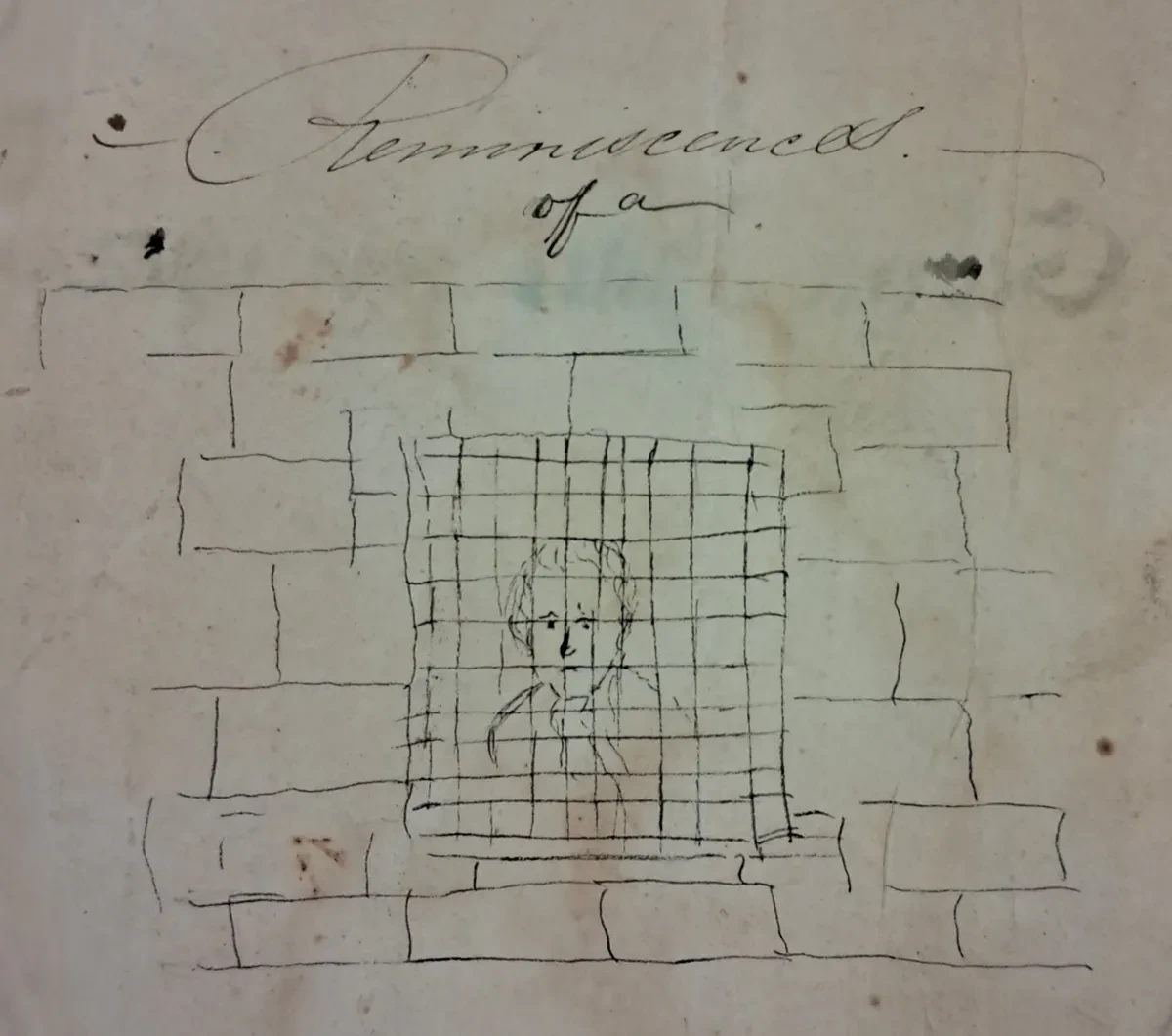 An illustration of a young man behind prison bars