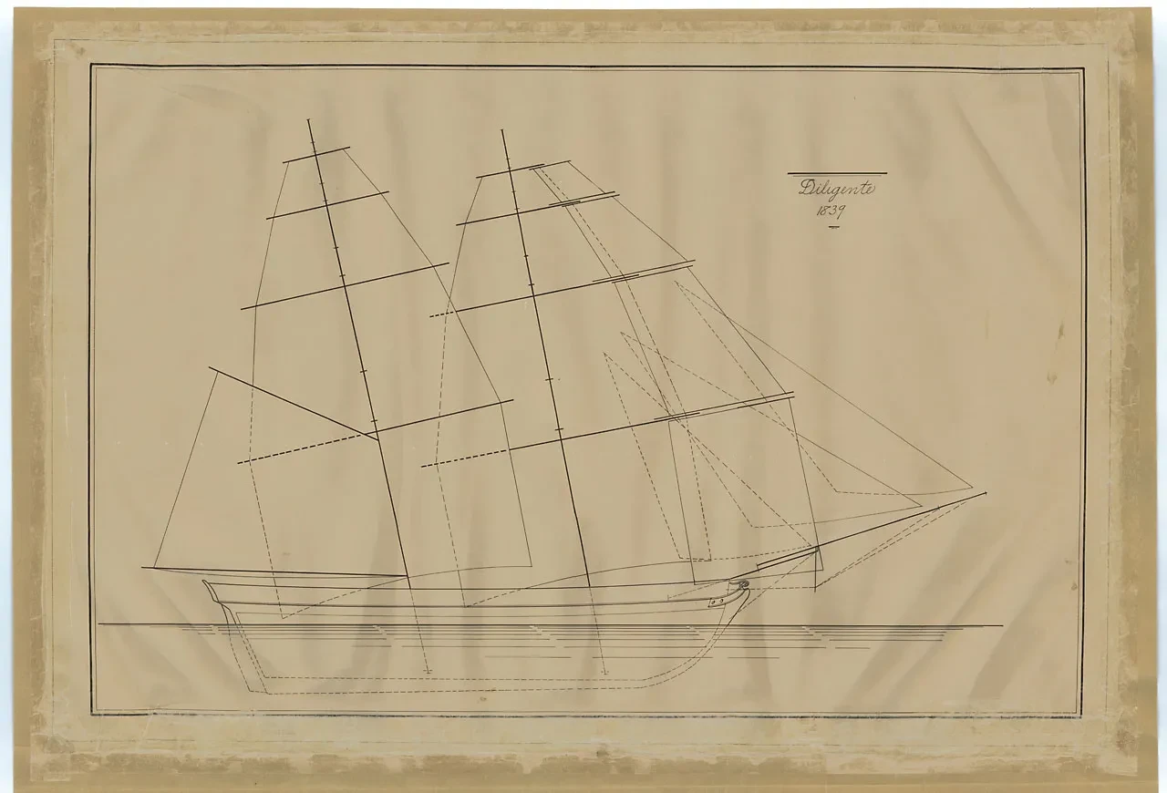 Simple drawing of sailing ship