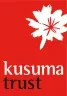 Logo for Kusuma Trust. Their name is printed in white and black letters on a red background, with the stencil of a flower picked out in white in the top right
