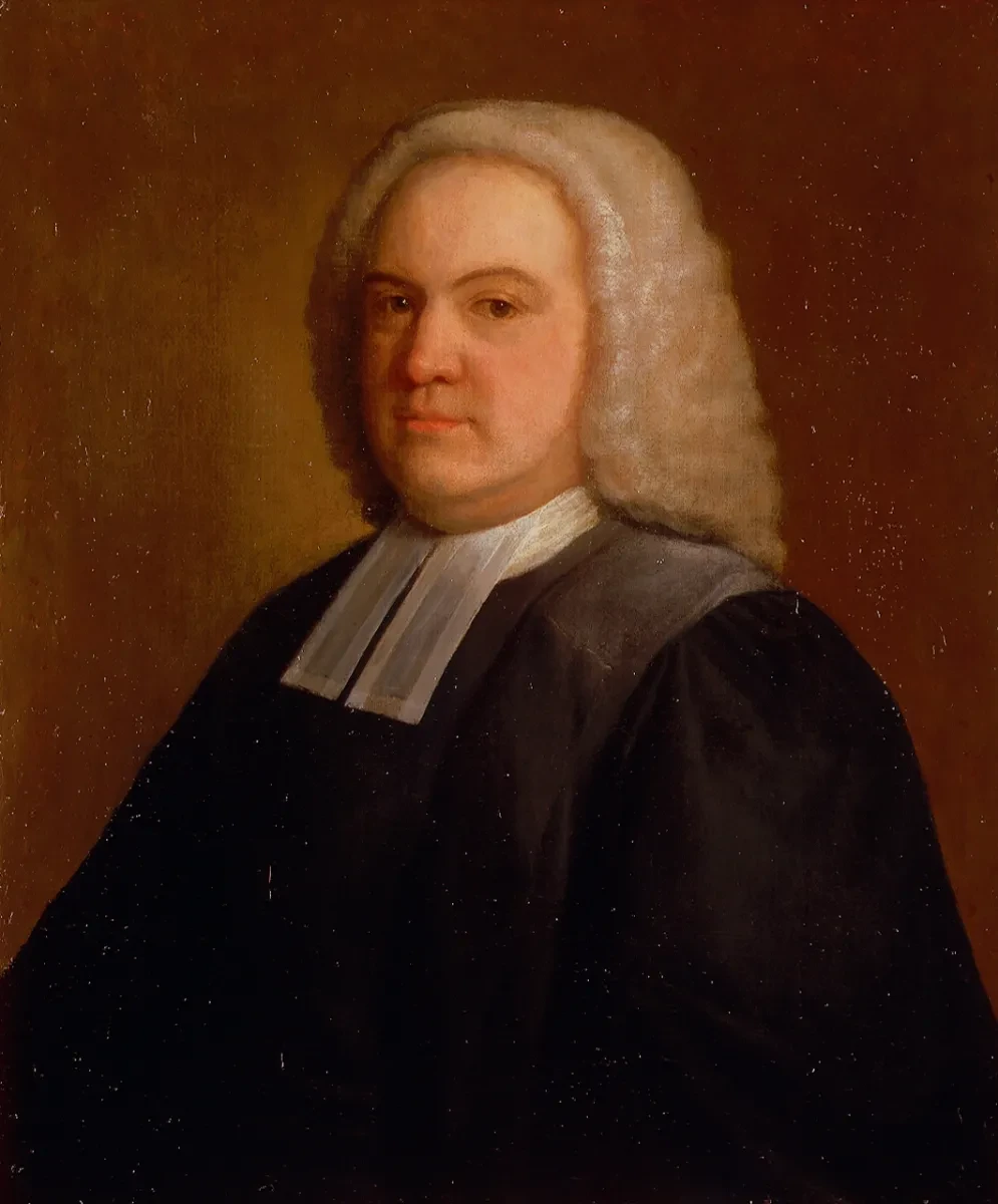 Painting of astronomer Nathaniel Bliss in a wig and gown.