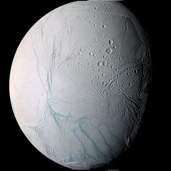 Astronomy photograph of Enceladus.