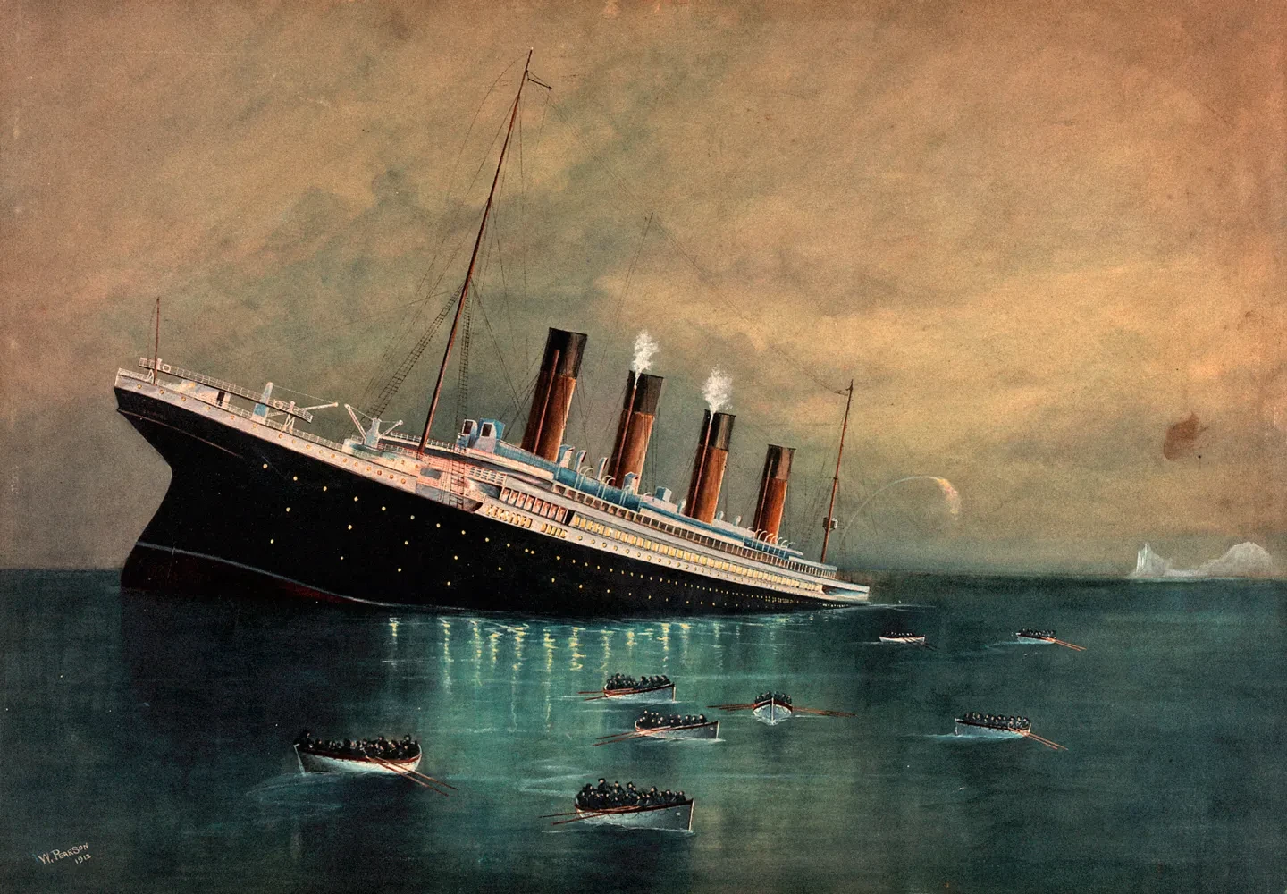 Painting depicting the sinking of the Titanic.