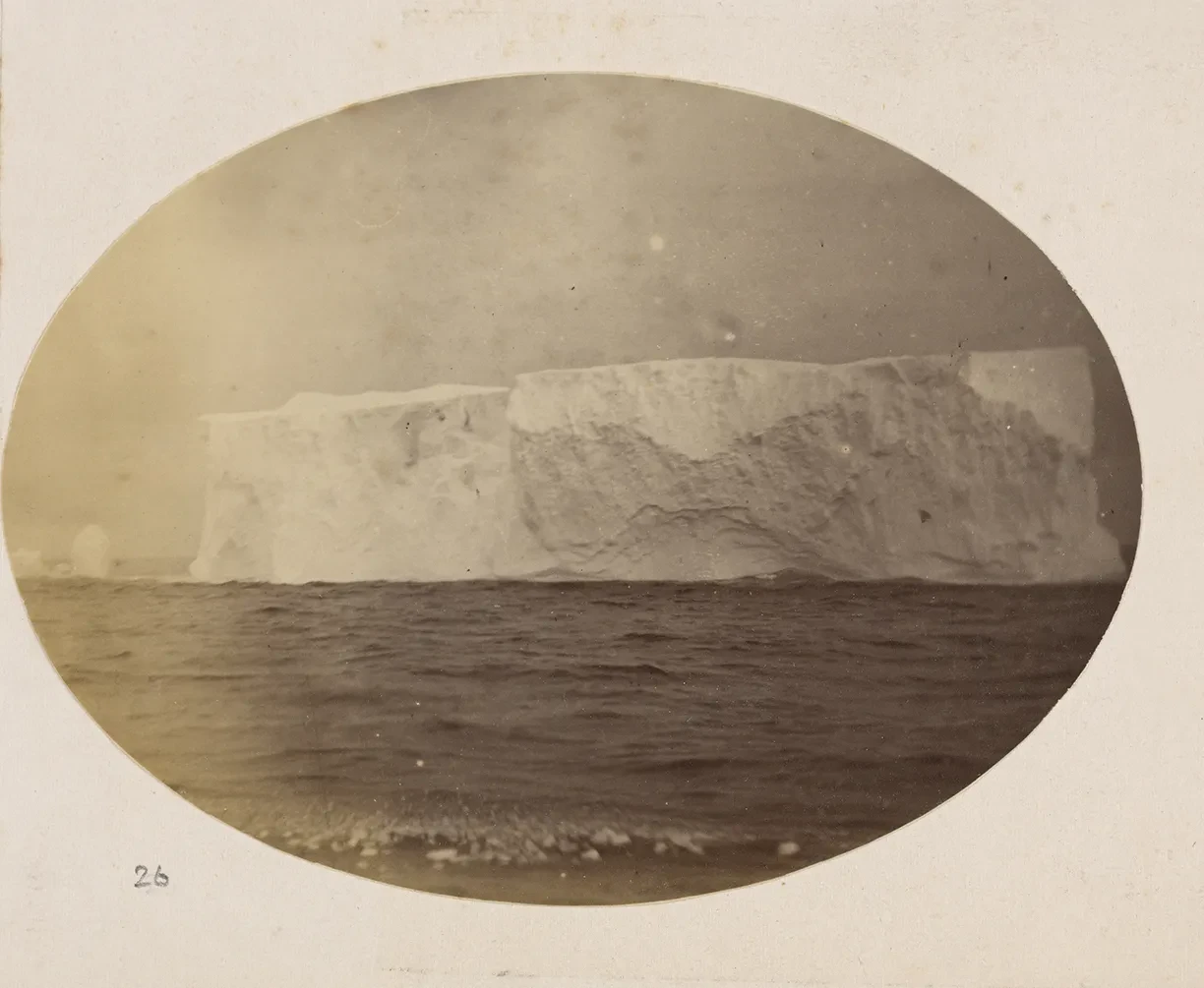 Historic photograph showing an iceberg taken in the South Atlantic, taken from HMS Challenger