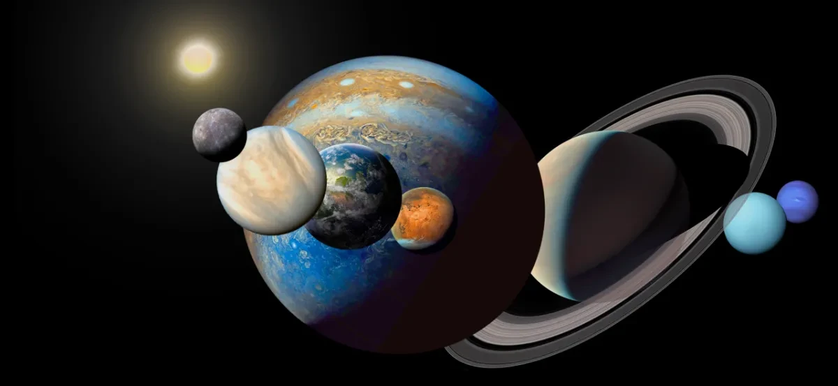 Images of each planet in the solar system and the Sun